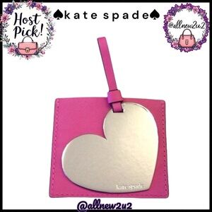 New Kate Spade Pink Tab Silver Heart Mirror Leather Host Pick